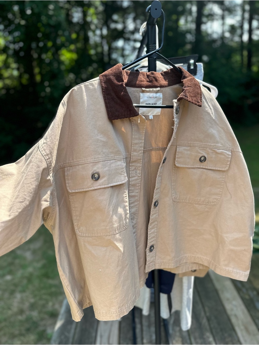 Women’s Brown Barn Jacket Corduroy Collar - Tan